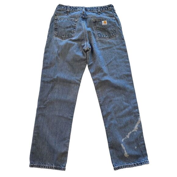 Vintage Carhartt Red Flannel Lined Jeans Men's Size B21DST? W32? - See Desc! - Picture 3 of 16